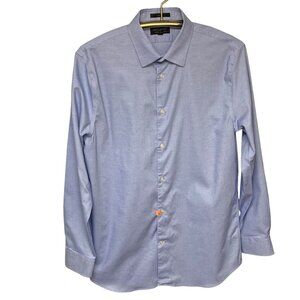 Banana Republic Slim Fit Basic‎ Blue Micro-Check Dress Shirt